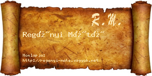 Regényi Máté névjegykártya